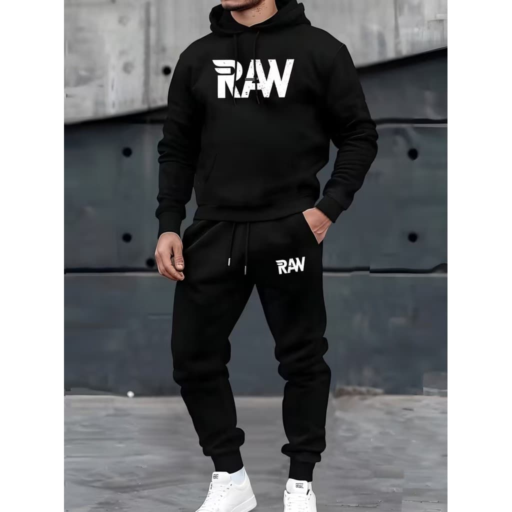 Conjunto Moletom Canguru Masculino Raw Blusa De Frio + Calça Moletom Estampados Unissex Outono/Inverno