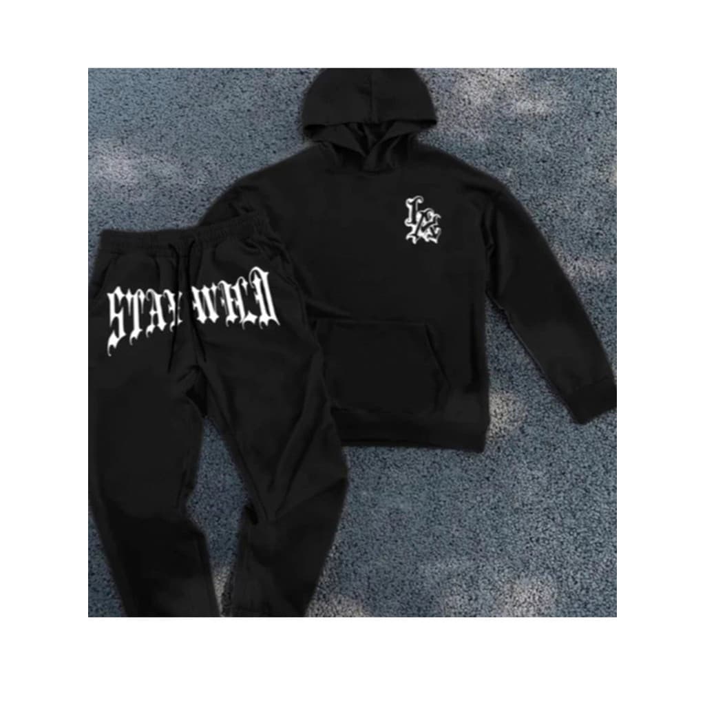 Conjunto Moletom Canguru Masculino Los Angeles Style Blusa De Frio + Calça Moletom Estampados Unissex Outono/Inverno