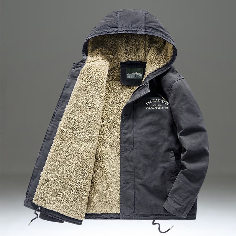 Jaqueta acolchoada de inverno masculina forro de lã grosso acolchoado jaqueta quente imitação de lã de cordeiro jaqueta 