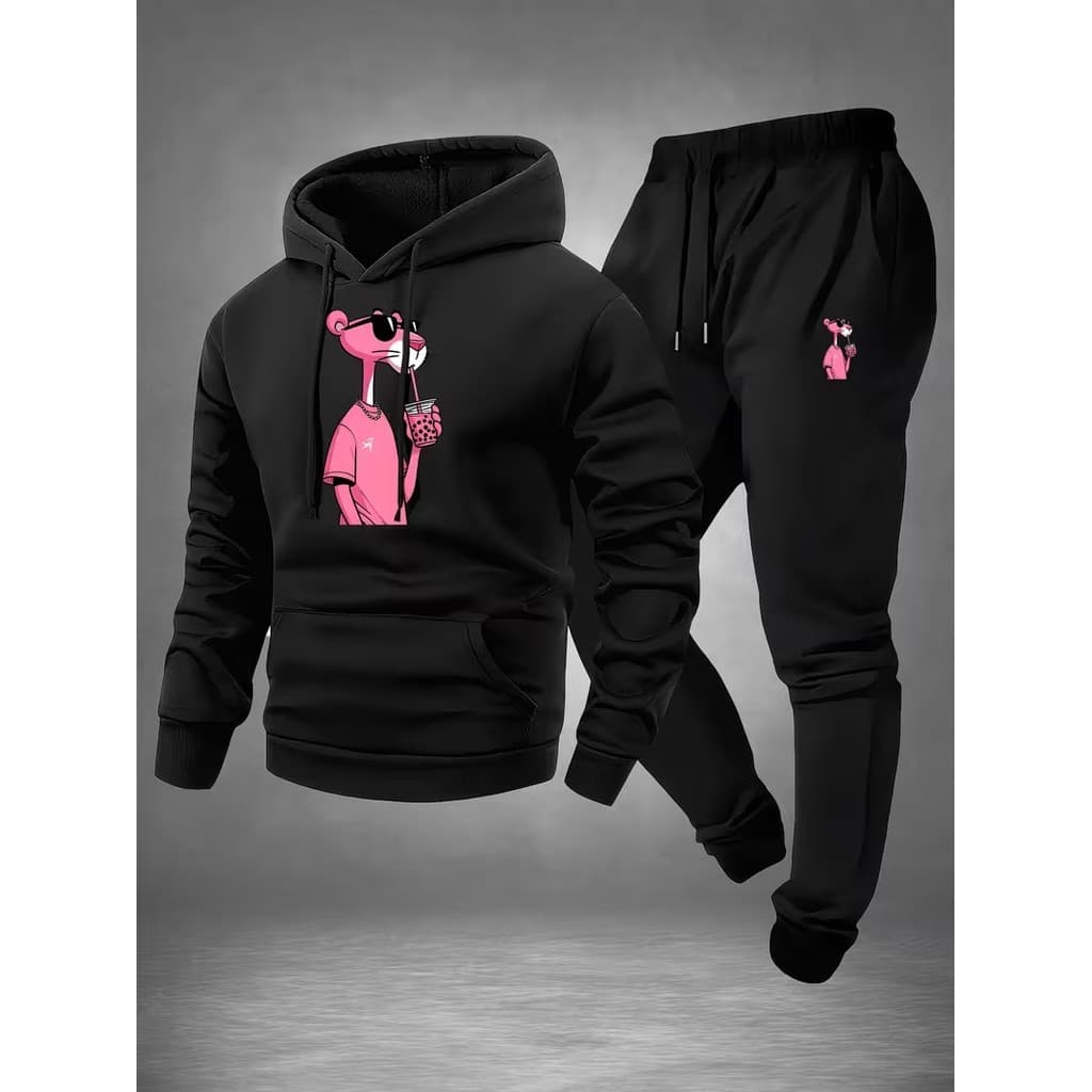 Conjunto Moletom Canguru Masculino Pantera Blusa De Frio + Calça Moletom Estampados Unissex Outono/Inverno