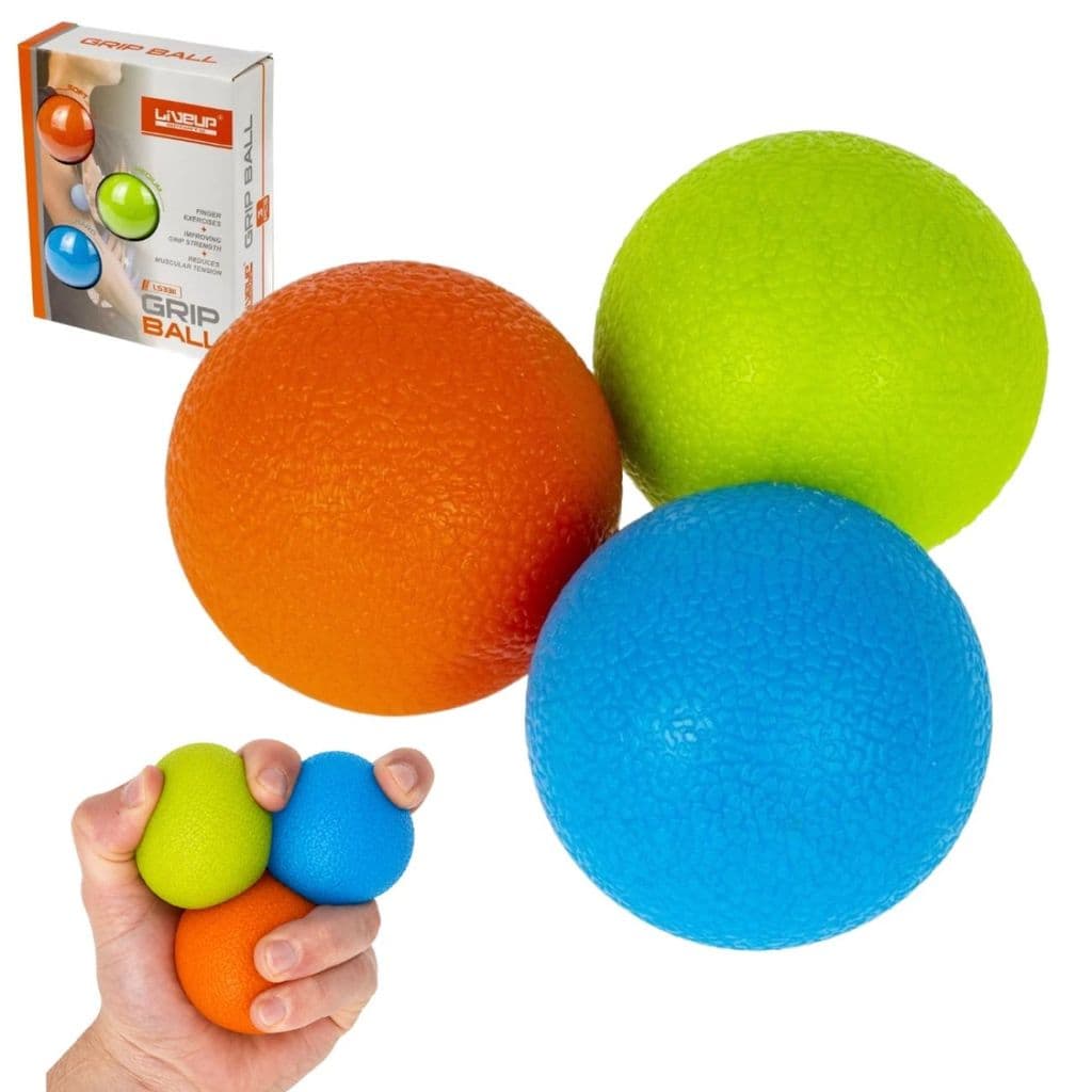 Kit 3 Bolas Terapêuticas de Aperto Hand Grip Academia Treino Alívio de Estresse Liveup Sports