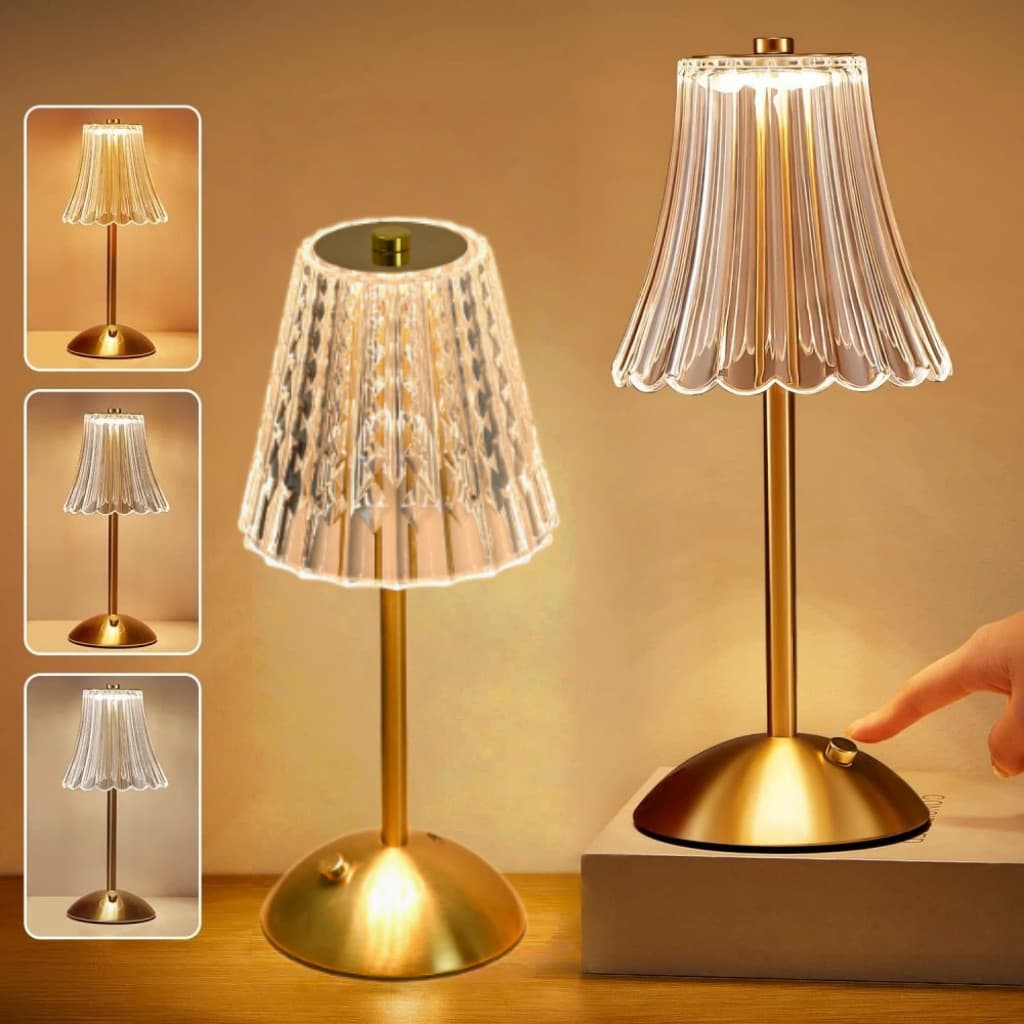 Luminária Abajur de mesa Com 3 cores LED Regulável Recarregável Decoração Sala Quarto