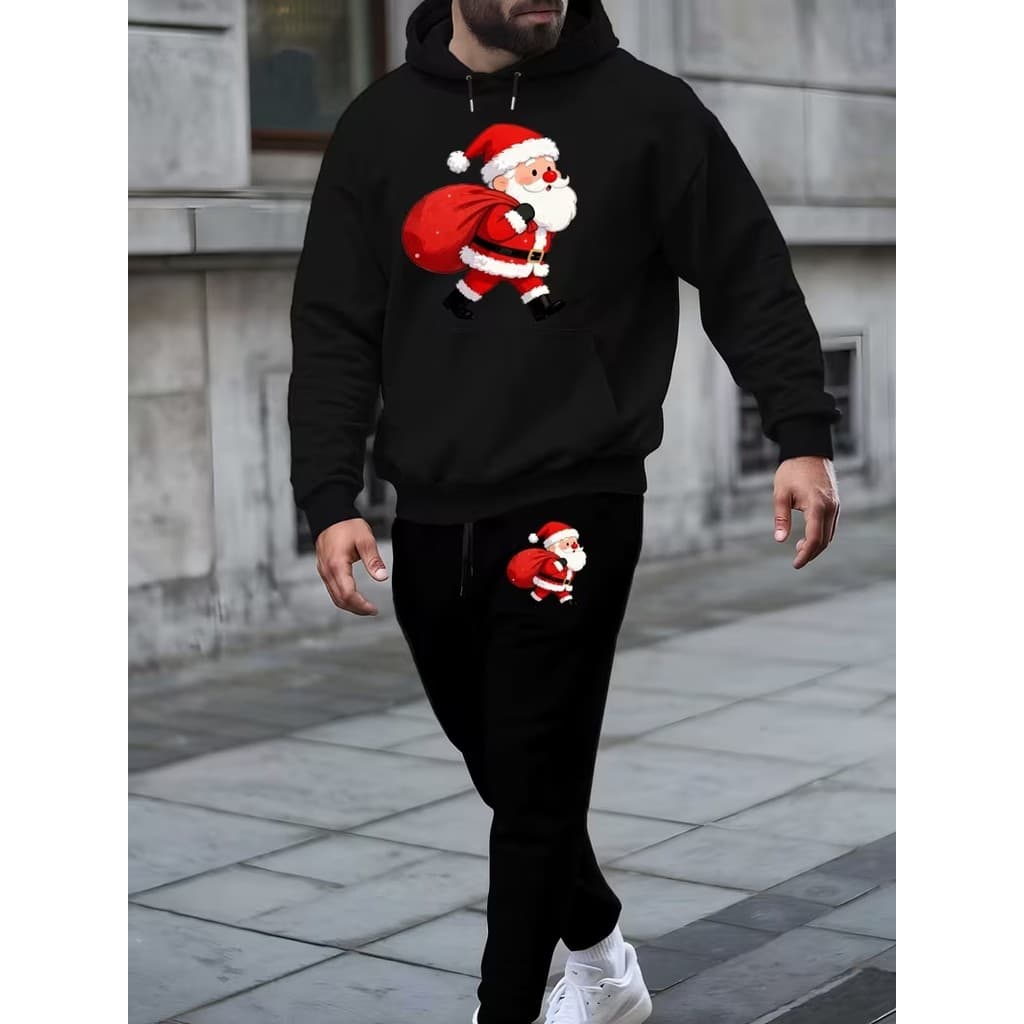 Conjunto Moletom Canguru Masculino Ao trabalho Blusa De Frio + Calça Moletom Estampados Unissex Outono/Inverno