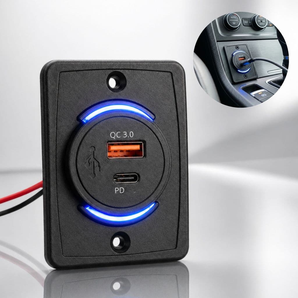 Tomada De Carregador de Carro Duplo USB Adaptador Veicular Painel 12 24v