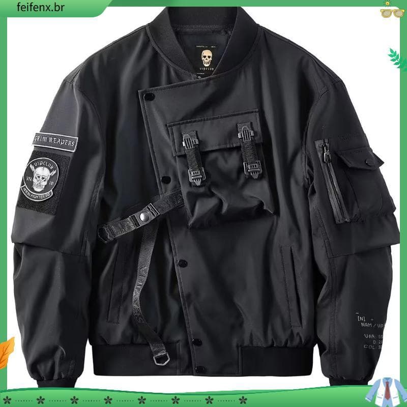 Jaqueta Funcional Masculina Bomber Tamanho Grande Jaqueta Funcional Masculina Baseball Ferramenta Uniforme Moderno Moda 