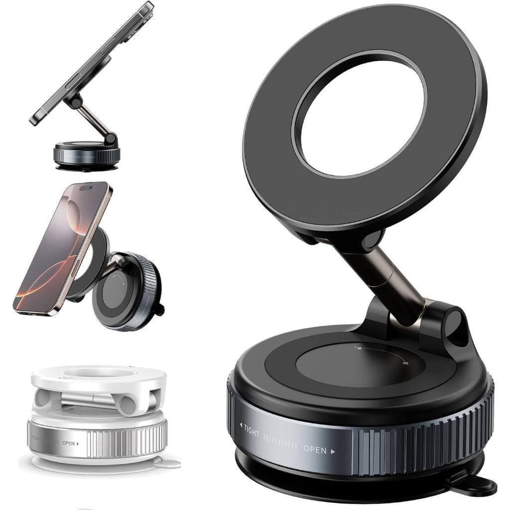 Suporte Celular Carro Magnético Metal Ventosa a Vácuo 360 ° Forte Anti-Queda iPhone