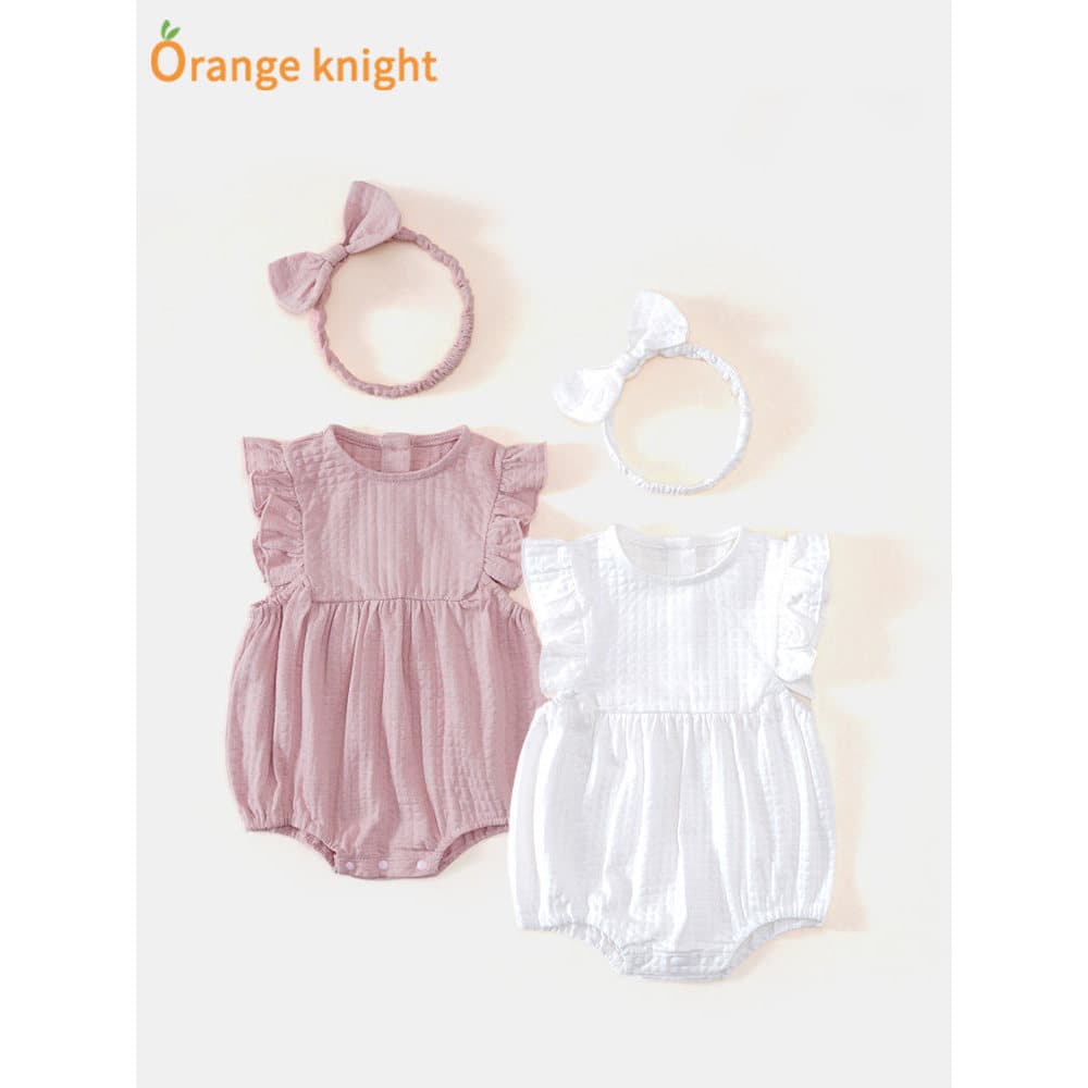 Versão coreana roupas de verão do bebê recém-nascido menina macacão influenciador triângulo roupas do bebê moda sem mang