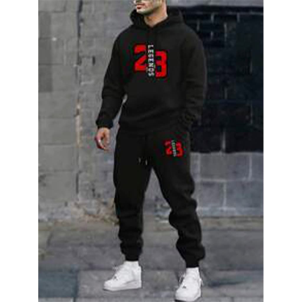 Conjunto Moletom Canguru Masculino Legends 23 Blusa De Frio + Calça Moletom Estampados Unissex Outono/Inverno
