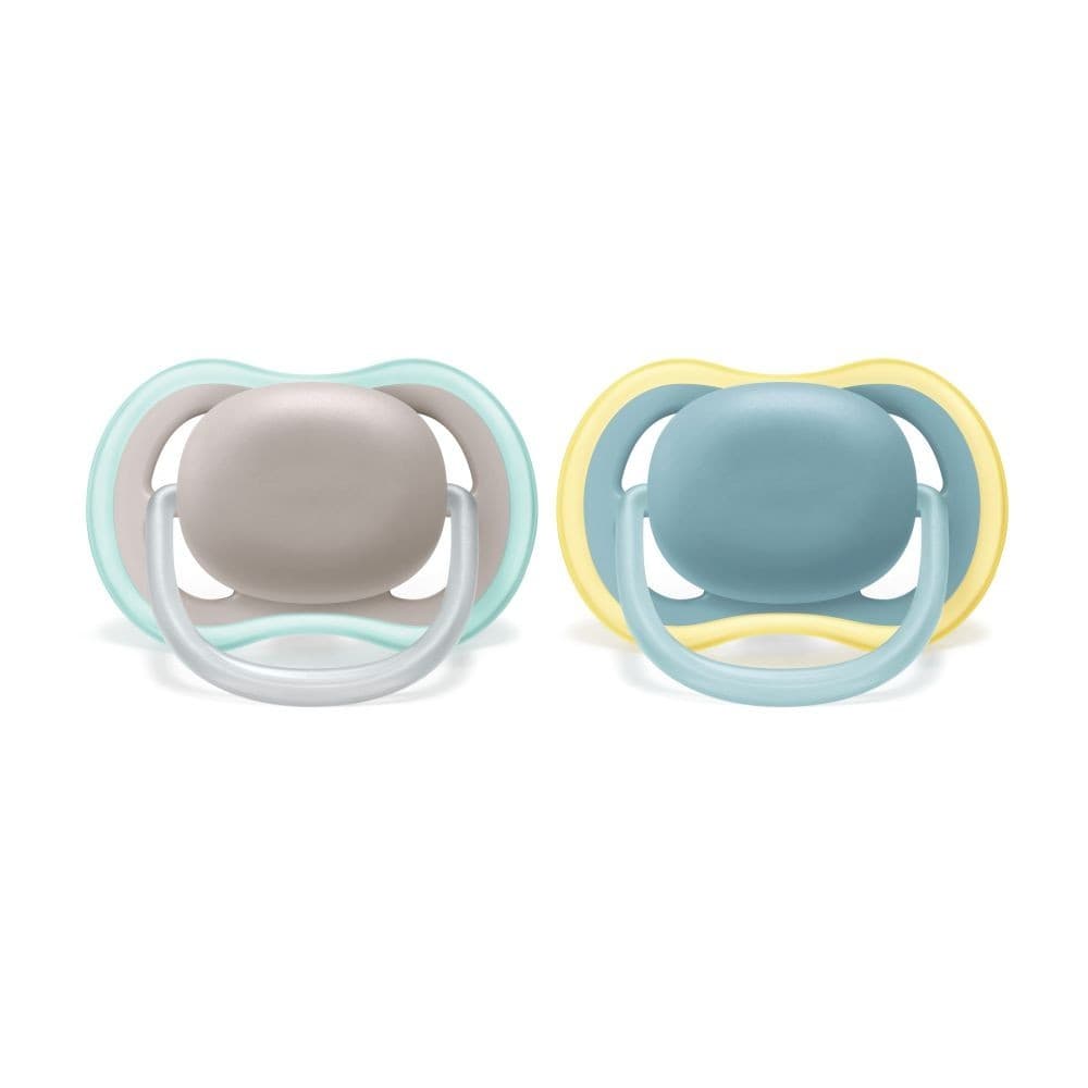 Chupeta Ultra Air Dupla 18+ Meses Lisa Cinza e Azul Philips Avent (SCF349/01)