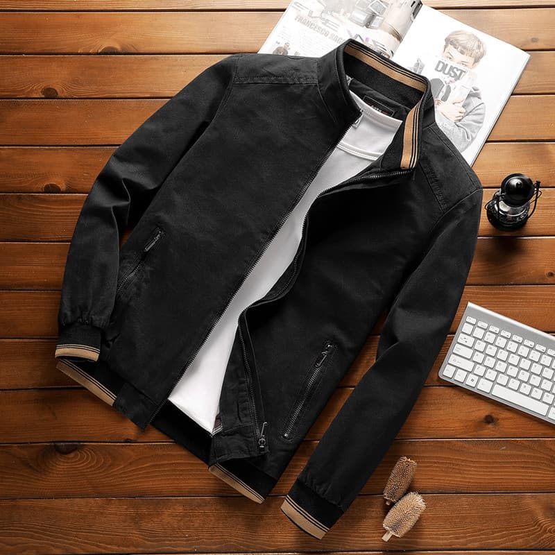 Jaqueta masculina jovem de meia-idade outono inverno puro algodão jaqueta Casual fino ajuste fino novo estilo masculino 