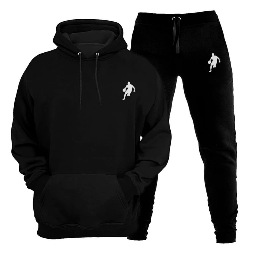 Conjunto Moletom Canguru Masculino Basquete Blusa De Frio + Calça Moletom Estampados Unissex Outono/Inverno