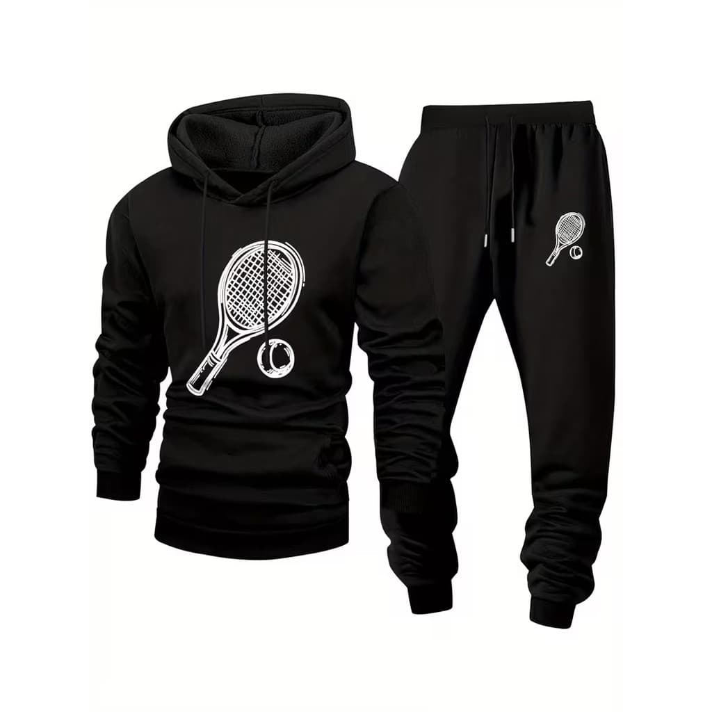Conjunto Moletom Canguru Masculino Tenis De Mesa Blusa De Frio + Calça Moletom Estampados Unissex Outono/Inverno