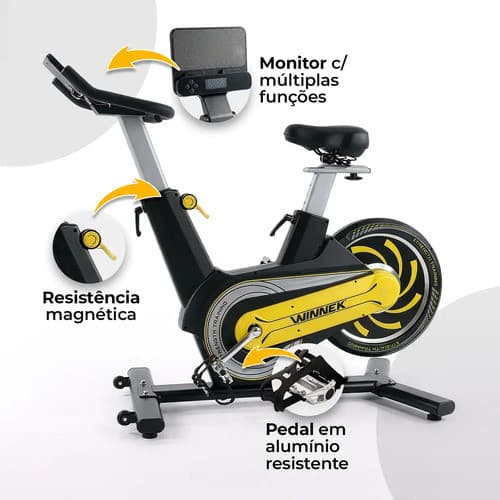 Bicicleta Spinning Ergométrica Com Roda 8kg De Inércia Resistência Magnética  - Winnek Spark 2148 