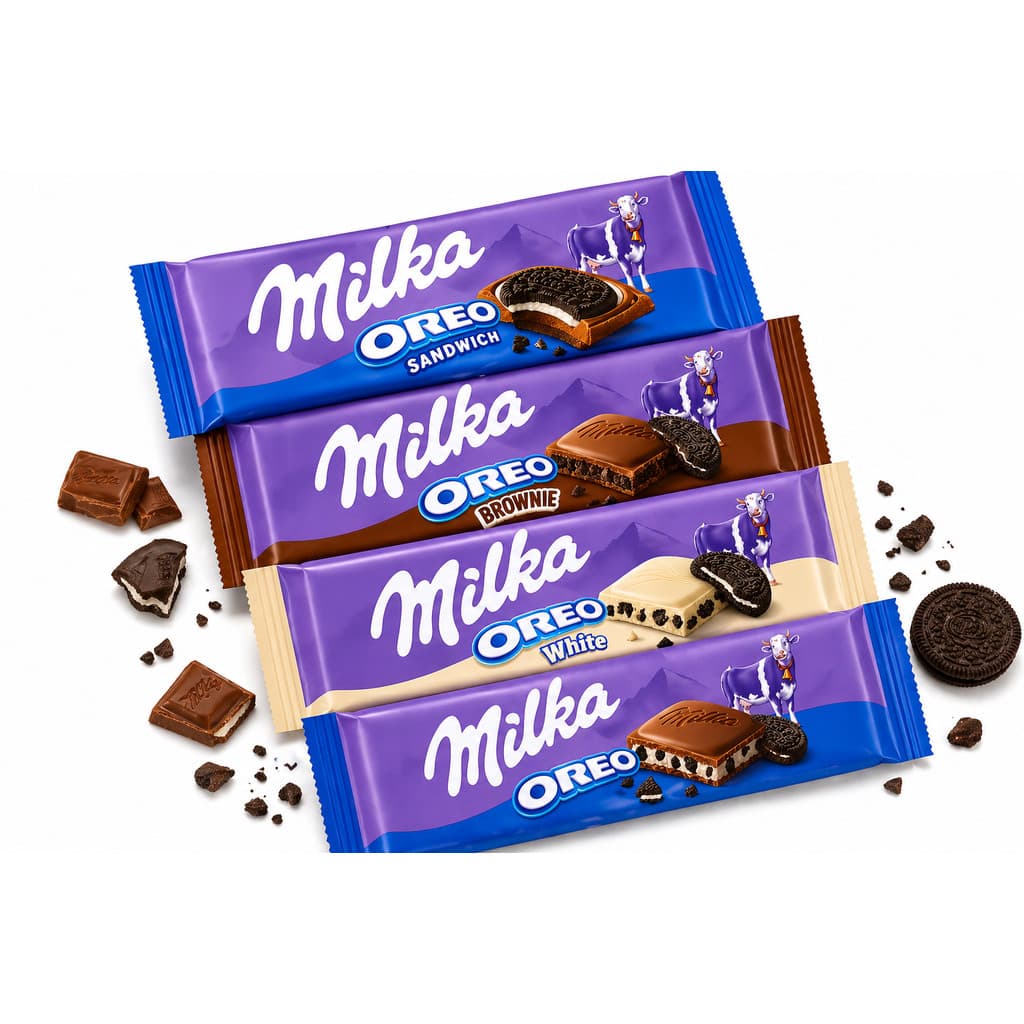 Kit Milka Oreo Importado – 4 Chocolates Sabores Variados 90g