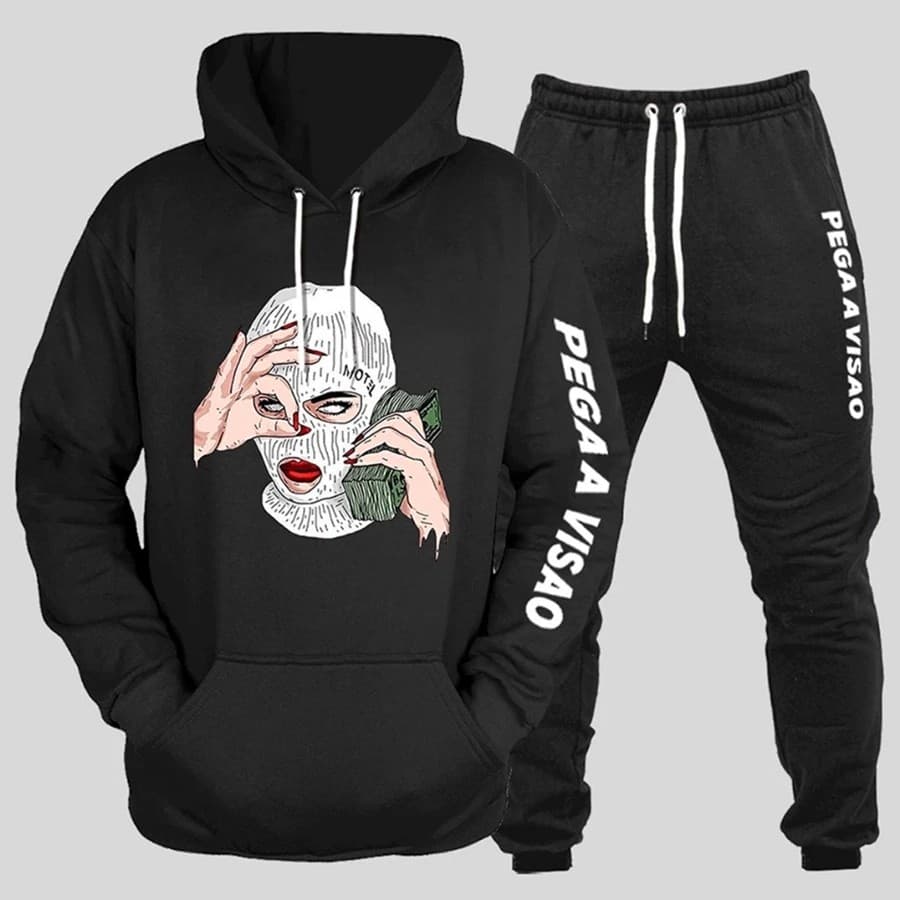 Conjunto Moletom Canguru Masculino Dollar Blusa De Frio + Calça Moletom Estampados Unissex Outono/Inverno
