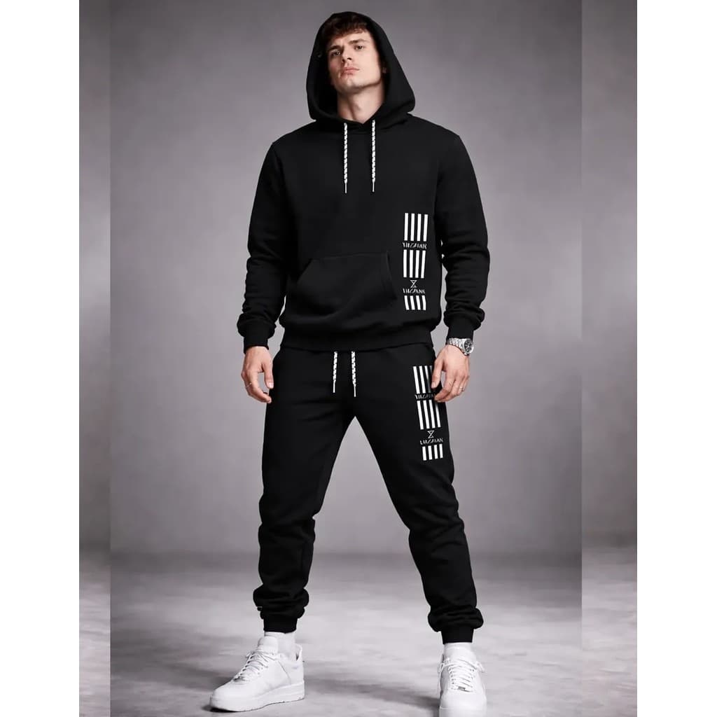 Conjunto Moletom Canguru Masculino Luzzian Blusa De Frio + Calça Moletom Estampados Unissex Outono/Inverno