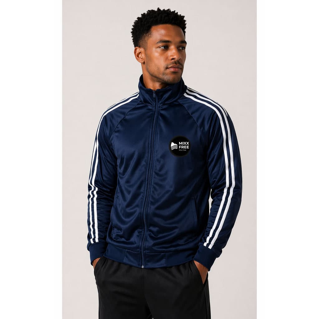 Jaqueta Masculina Gola Alta com Faixas Laterais Moda Street
