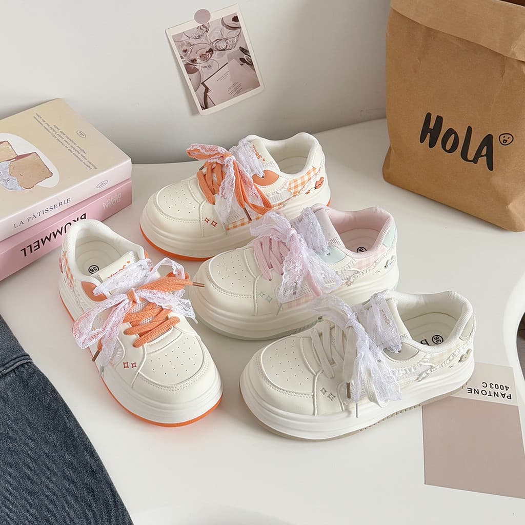 Casual moda tênis 2026 primavera novo estilo tênis casuais rendas duplas pão sapatos esportivos casuais B3305