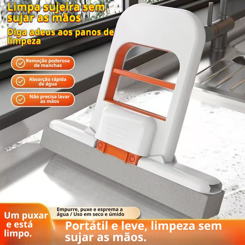 Mini Mop Dobrável de PVA para Mesa e Uso Interno com Esponja Absorvente para Limpeza Úmida e Seca