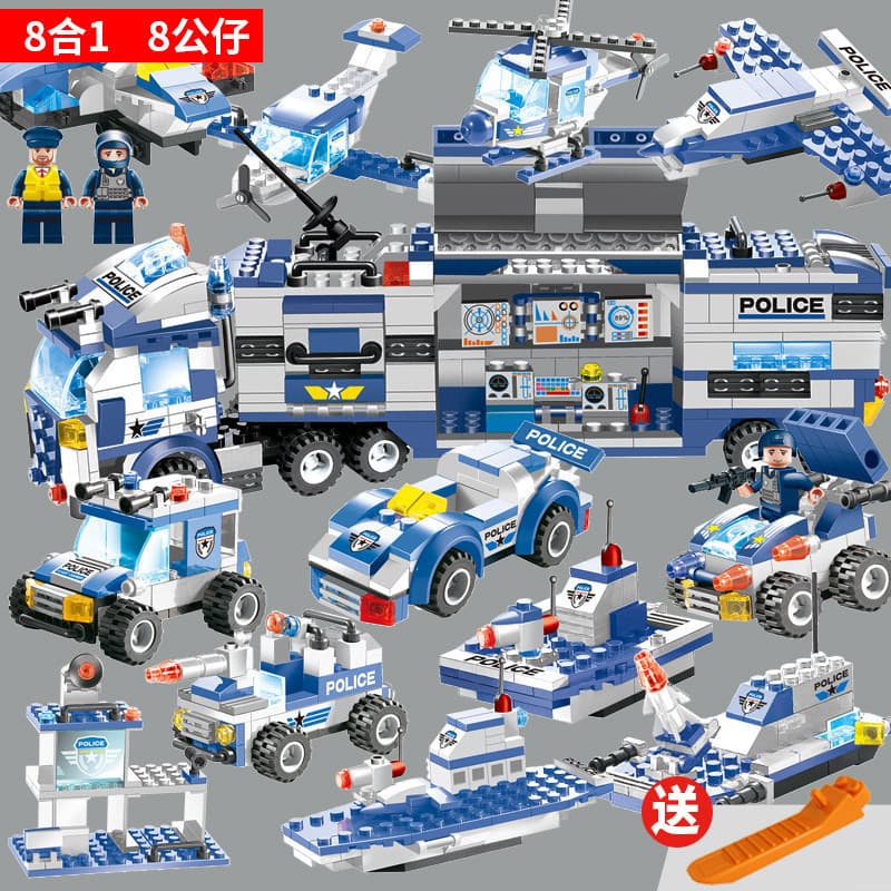 1600 peças de blocos de LEGO Forças Especiais Militares Caminhão Blindado Delegacia de Polícia Blocos de Montar para Men