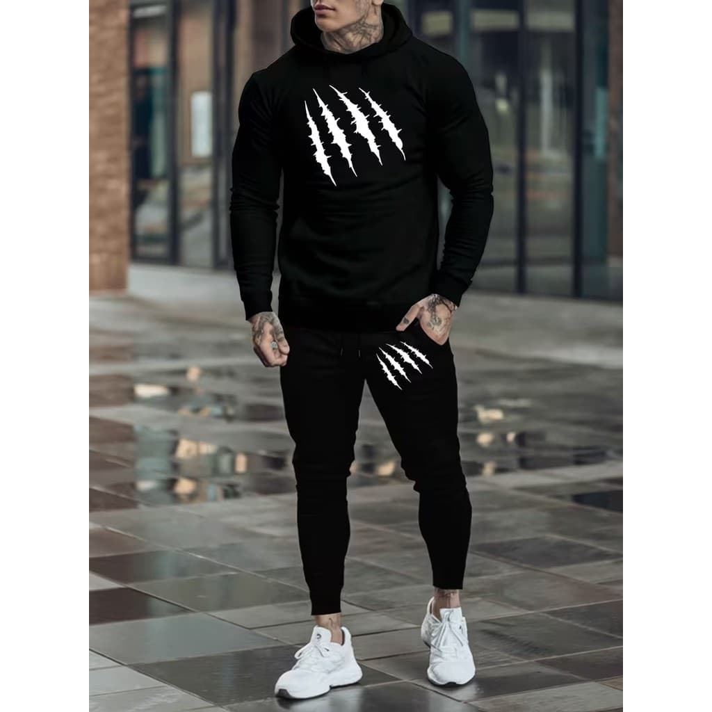 Conjunto Moletom Canguru Masculino Garras Blusa De Frio + Calça Moletom Estampados Unissex Outono/Inverno