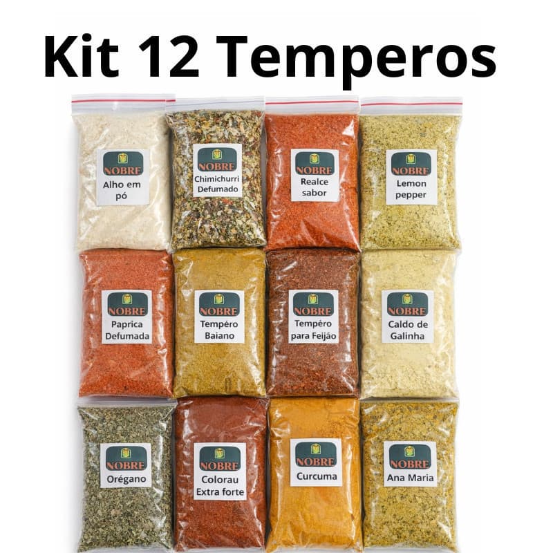 Kit 12 Temperos E Condimentos Naturais 30g Cada Variados P/ Cozinha