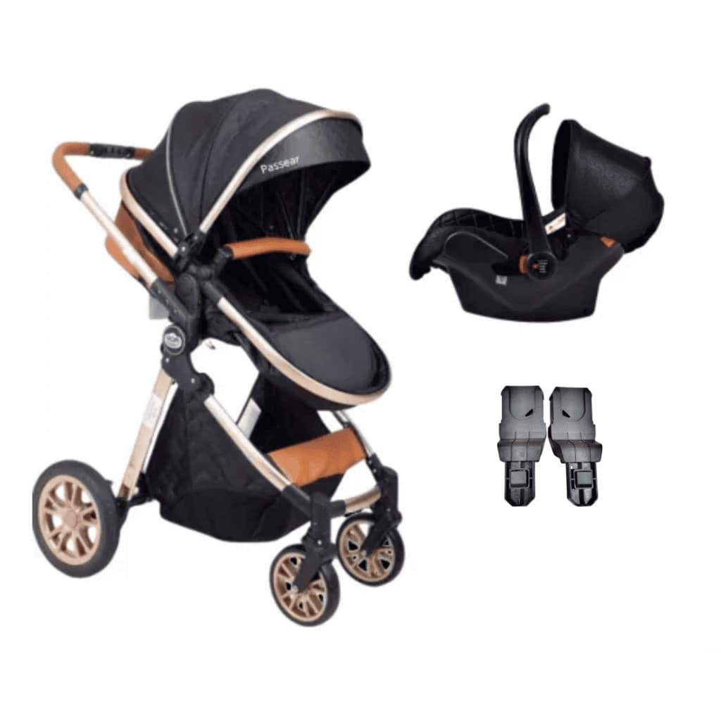 Carrinho de Bebê Europeu Duo 3 em 1 Ares Plus Preto -Passear CT