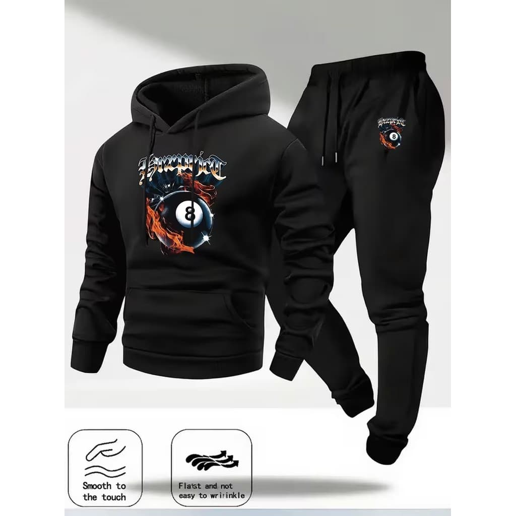 Conjunto Moletom Canguru Masculino Sinuca Blusa De Frio + Calça Moletom Estampados Unissex Outono/Inverno