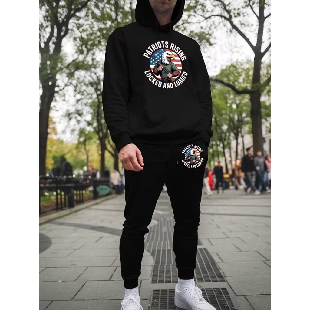 Conjunto Moletom Canguru Masculino Patriota Blusa De Frio + Calça Moletom Estampados Unissex Outono/Inverno