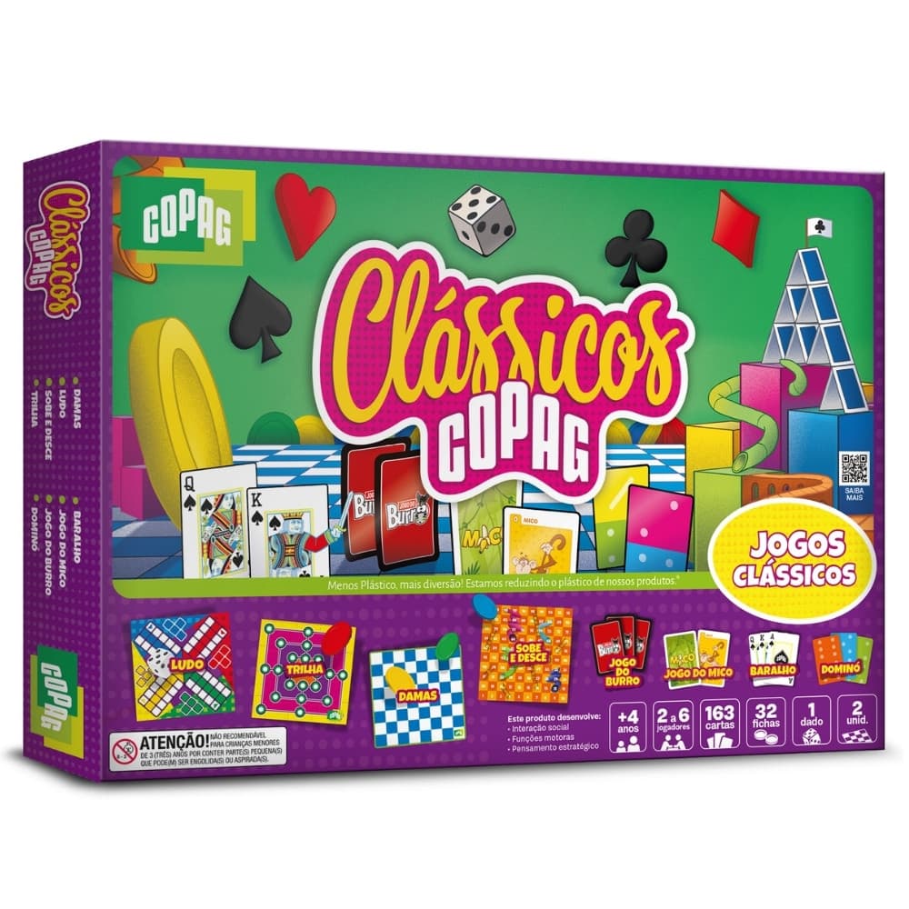 JOGO DE TABULEIRO CLÁSSICOS COPAG DAMA LUDO TRILHA SOBE DESCE BARALHO DOMINÓ MICO BURRO MESA FAMÍLIA