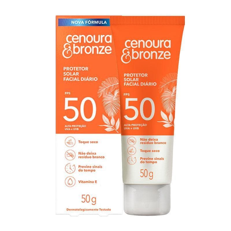 Protetor Solar Facial Diário Cenoura & Bronze FPS50 50g