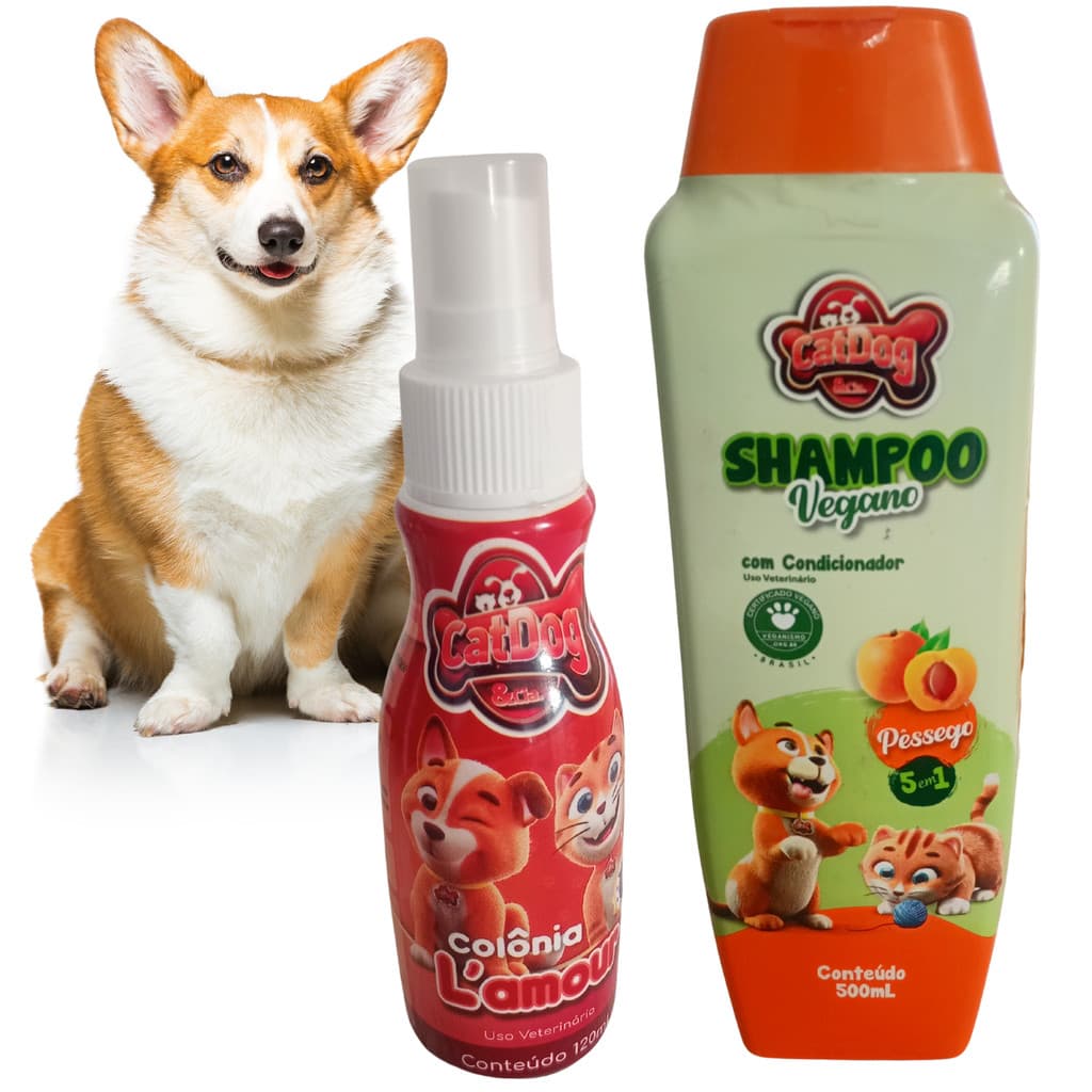 Kit Banho Cachorro Pet Shampoo para Cachorro + Colônia  para Cães e Gatos Banho