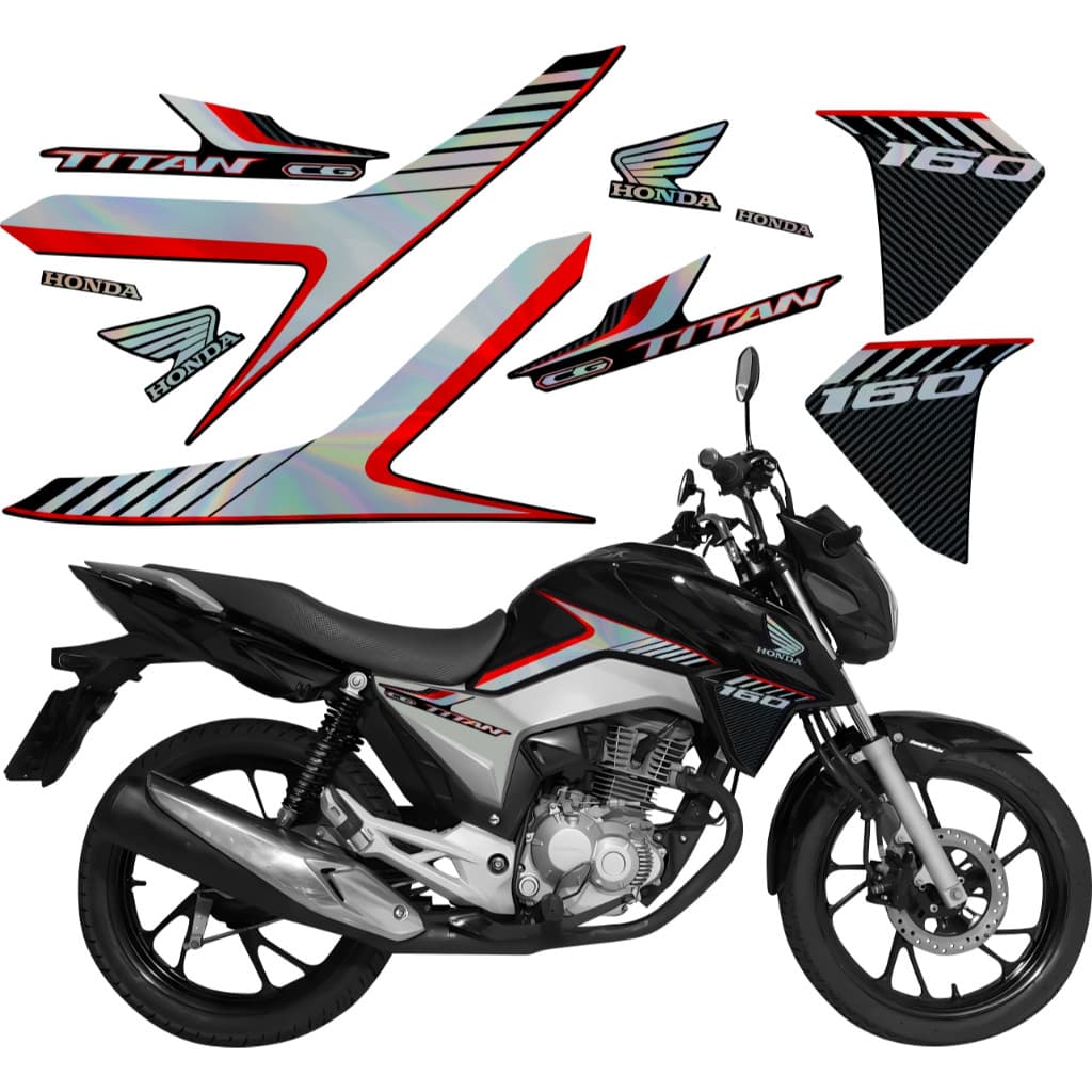 compativel kit de adesivo holografico p/ moto CG TITAN 160 2018 moto preta exclusivo