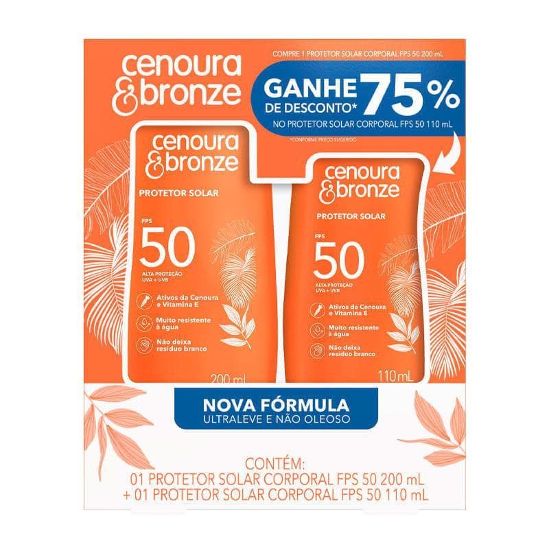 Kit Protetor Solar Corporal Cenoura & Bronze FPS50 200ml + Protetor Solar Corporal Cenoura & Bronze FPS50 110ml