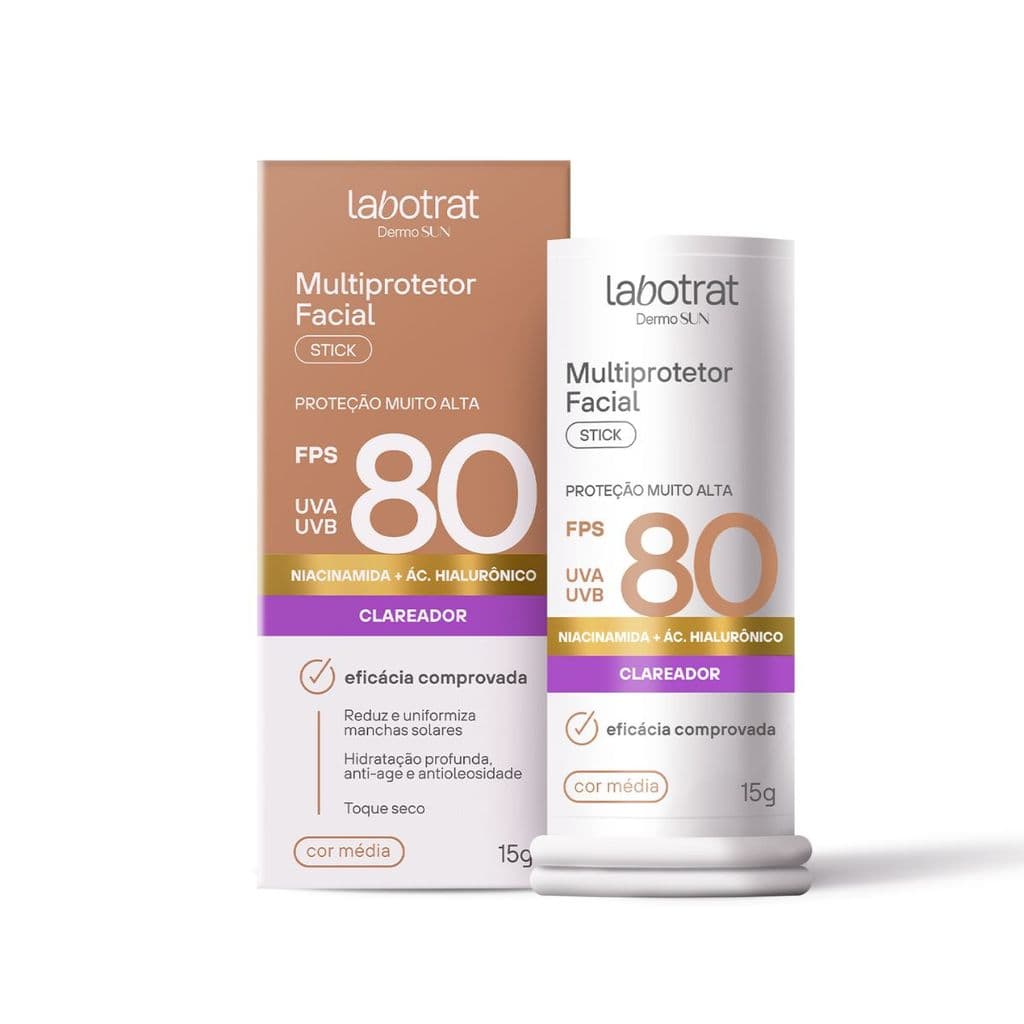 Protetor Solar Facial Stick Labotrat FPS 80 – Antienvelhecimento, Clareador e Hidratante