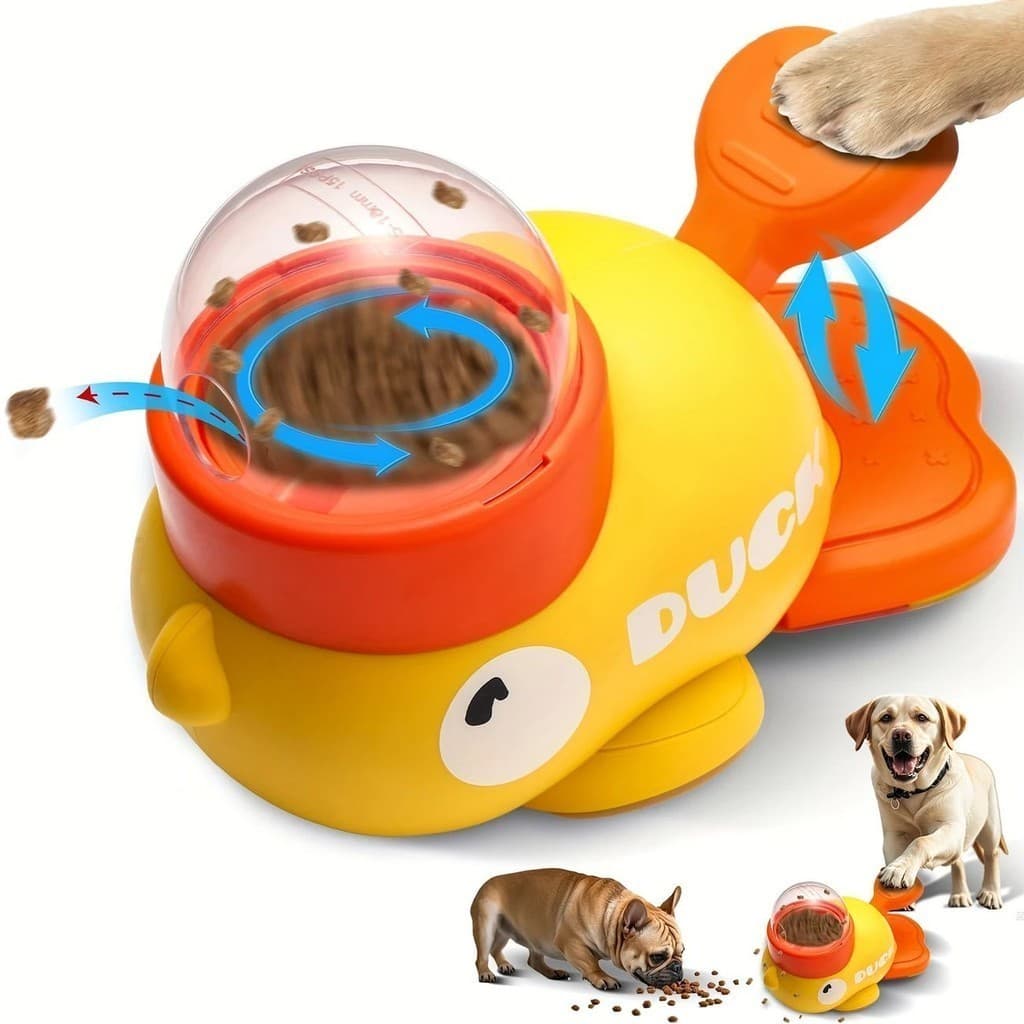 Brinquedo Interativo Cachorro Cães Gatos Dispenser Ração Automático Pato Pet Alimentador Inteligente