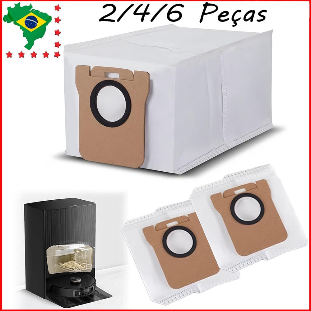 2/4/6 peças Saco de pó de Substituição para robô, Saco de pó para Aspirador de pó, Durável, Resistente a Vazamentos