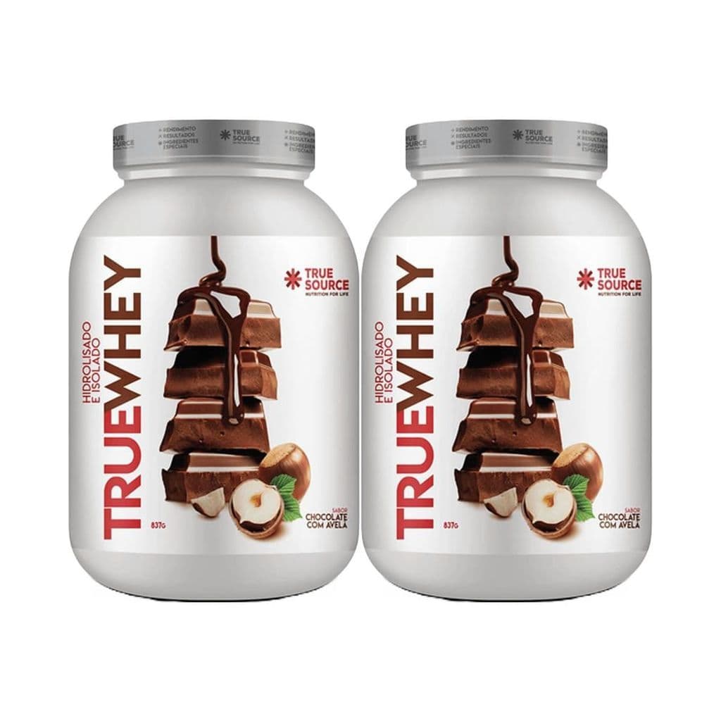 Kit 2X True Whey Protein Hidrolisado e Isolado - 837g Chocolate Com Avelã - True Source