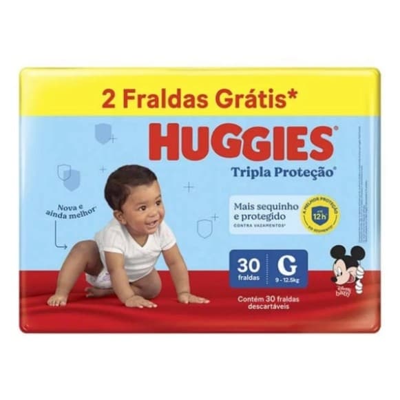 Fralda Huggies Tripla Proteção G 30 Unidades