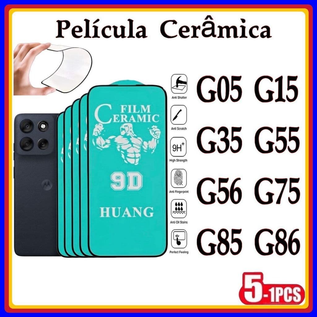 Película de Cerâmica 9d Gel Hidrogel Flexível Moto G05 G15 G35 G55 G56 G75 G85 G86