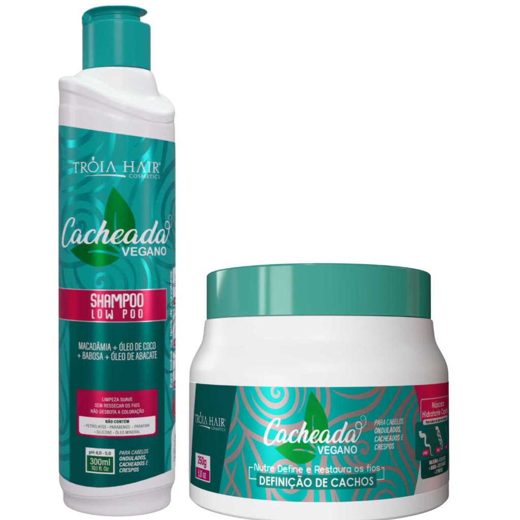 Kit Cacheada Duo – Low Poo + Máscara Hidratante 300ml/250g Tróia Hair