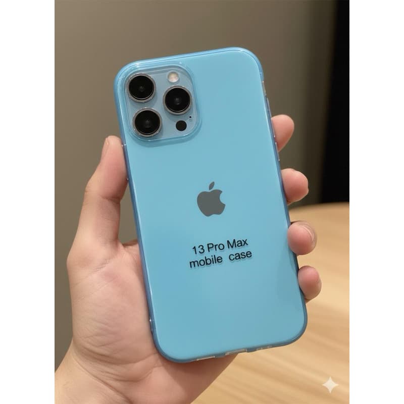 Capa Case Iphone 13 Pro Max Azul Aveludada - Capinha Protetor Celular