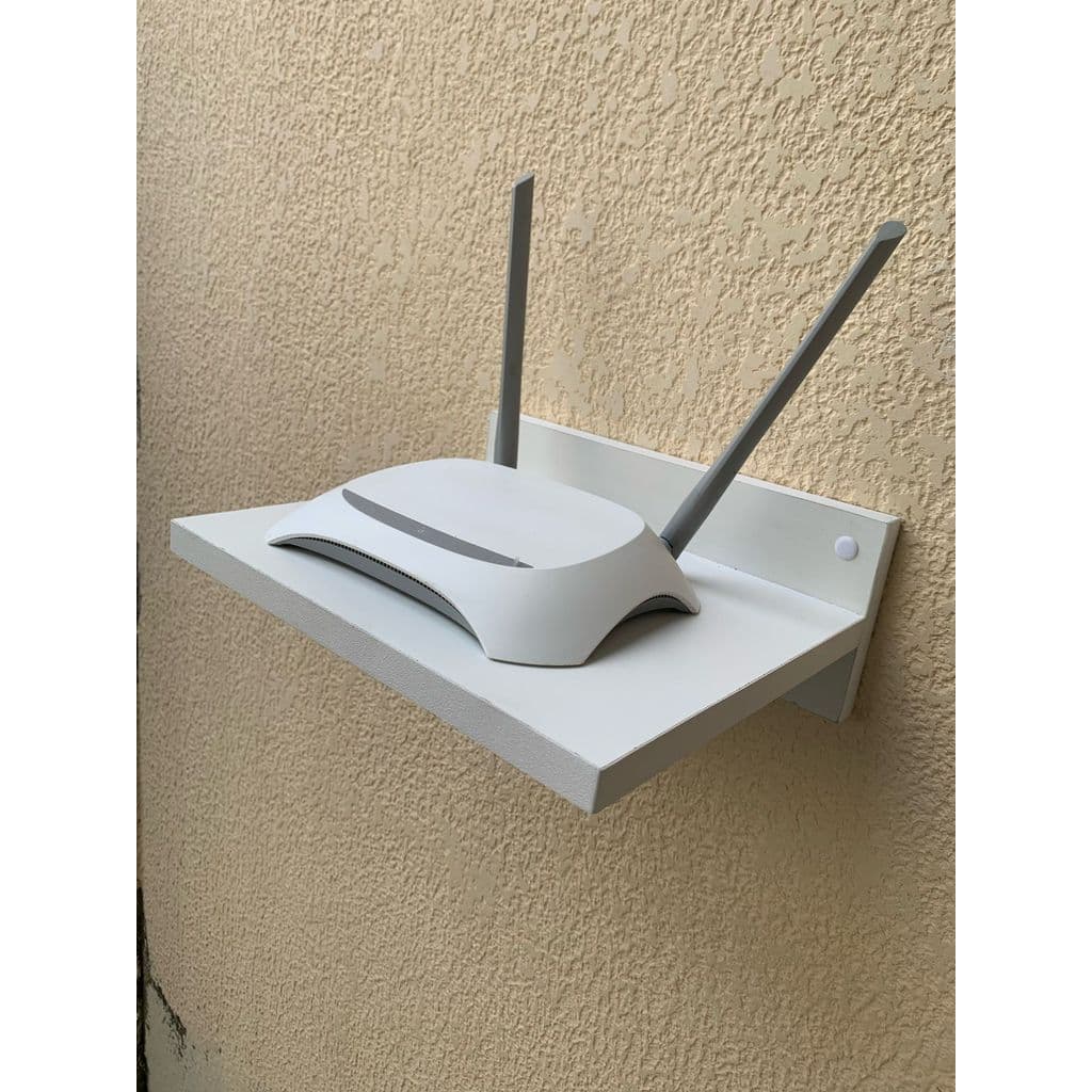 Suporte Roteador Wifi e Modem de Parede 25x20cm MDF Resistente Pequeno Discreto para Alexa Pequeno Discreto Organizador.