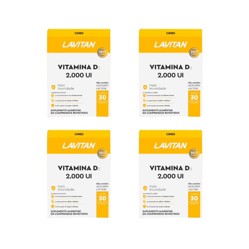 Kit 4 Lavitan Vitamina D3 2.000Ui - 30 Cpr - Cimed