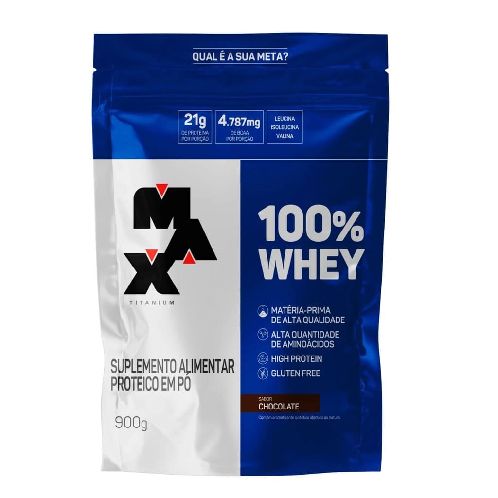 Refil 100% Whey Protein Chocolate 900g - Max Titanium