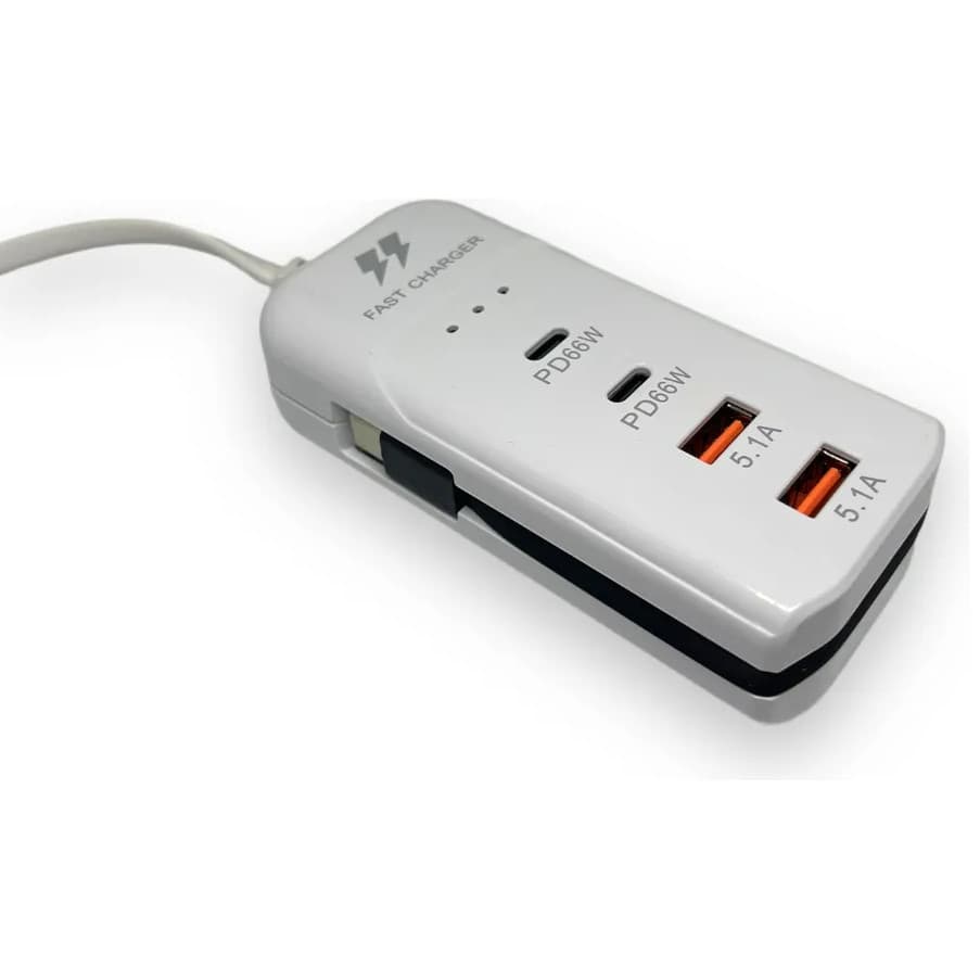 Carregador de Mesa Turbo Rápido 5.1A Possui 2 USB/2 Tipo-C E Um Carbo Tipo C 66W - Lion