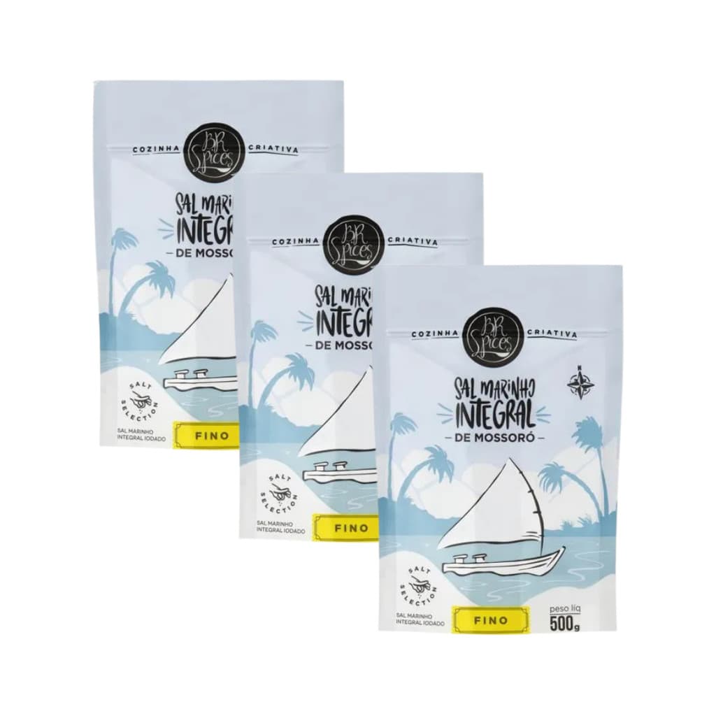 Kit 3 Sal Marinho Integral De Mossoró De 500g Cada Br Spices
