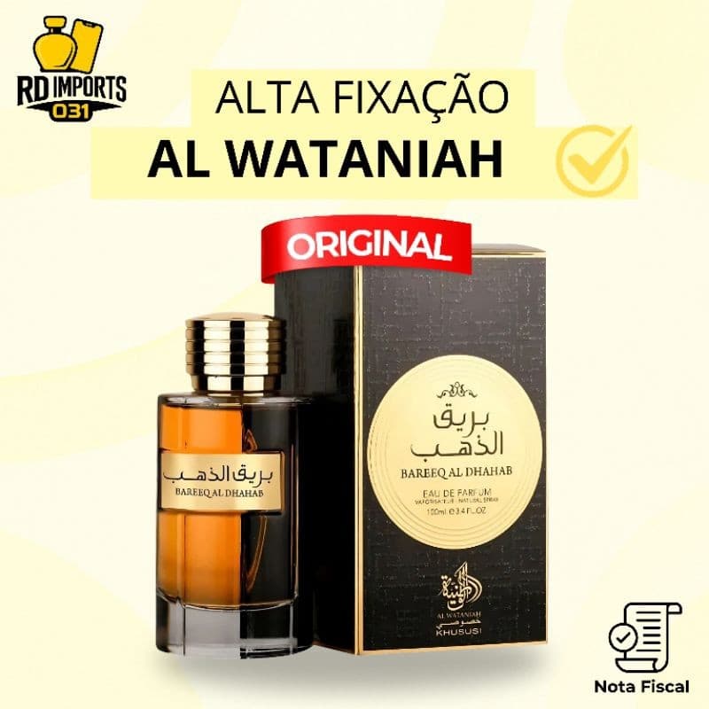 Perfume Árabe Bareeq Al Dhahab Al Wataniah Edp 100ml Masculino Original Importado Lacrado Com NF