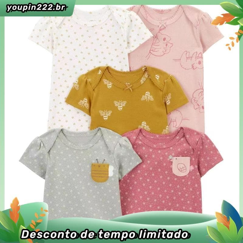 carter roupa de bebê menina 5peças/manga curta para bebê menina body