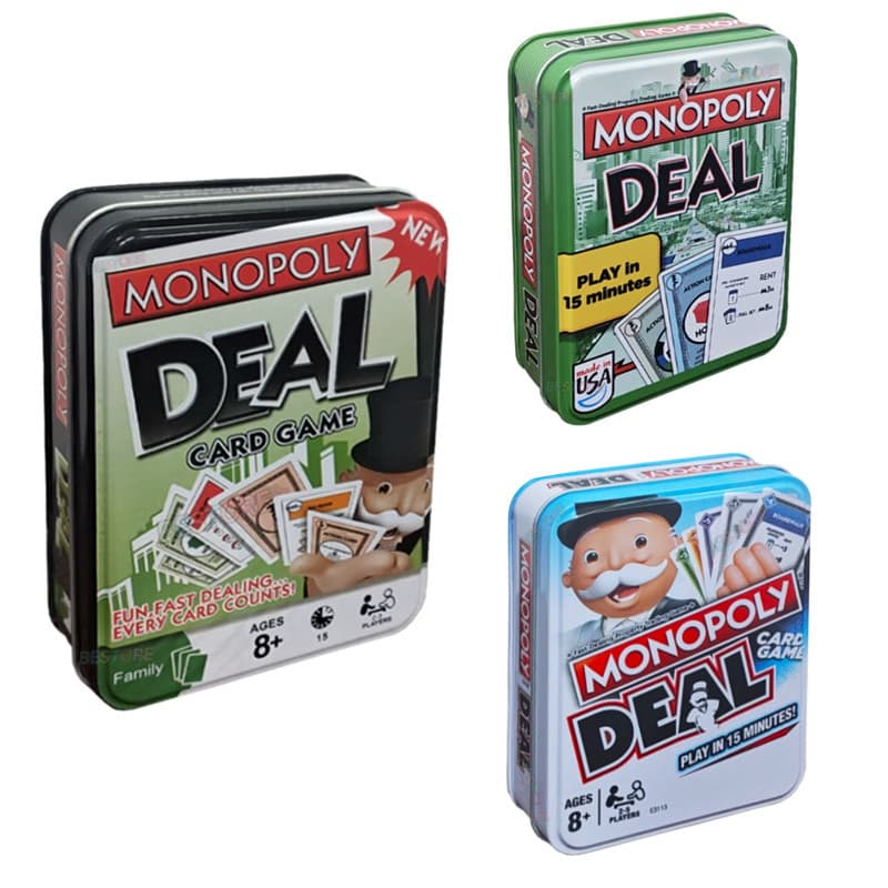 Jogo De Cartas Clássico Monopoly Deal Em Lata De Armazenamento Resistente , De Rápido Para 2 A 5 Jogadores , Famílias E 
